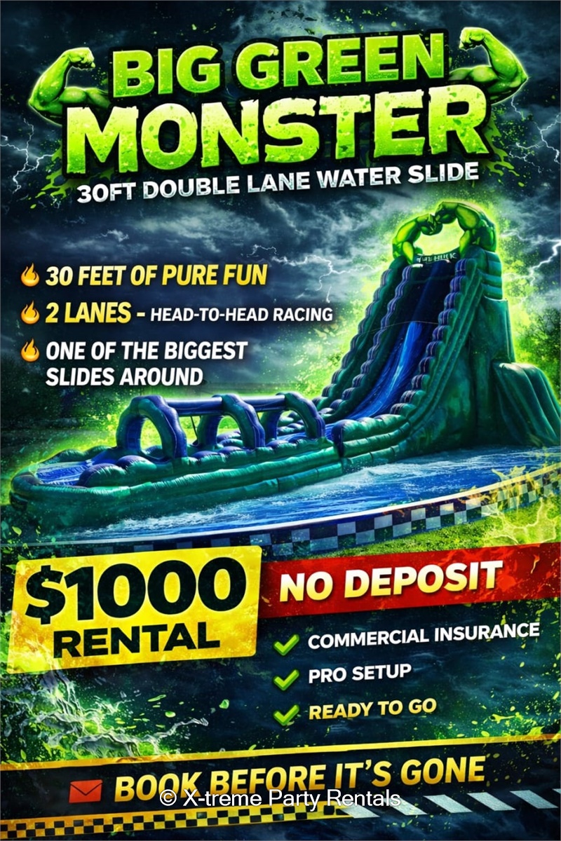 Hulk BIG Green Monster 2 Lane 30ft - Inflatable Rentals in Devine, San ...